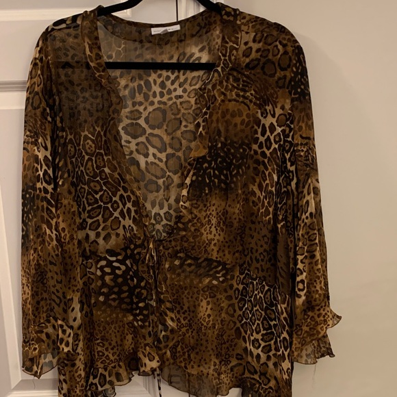 Fashion Bug Animal Print Sheer Shrug - Picture 1 of 9